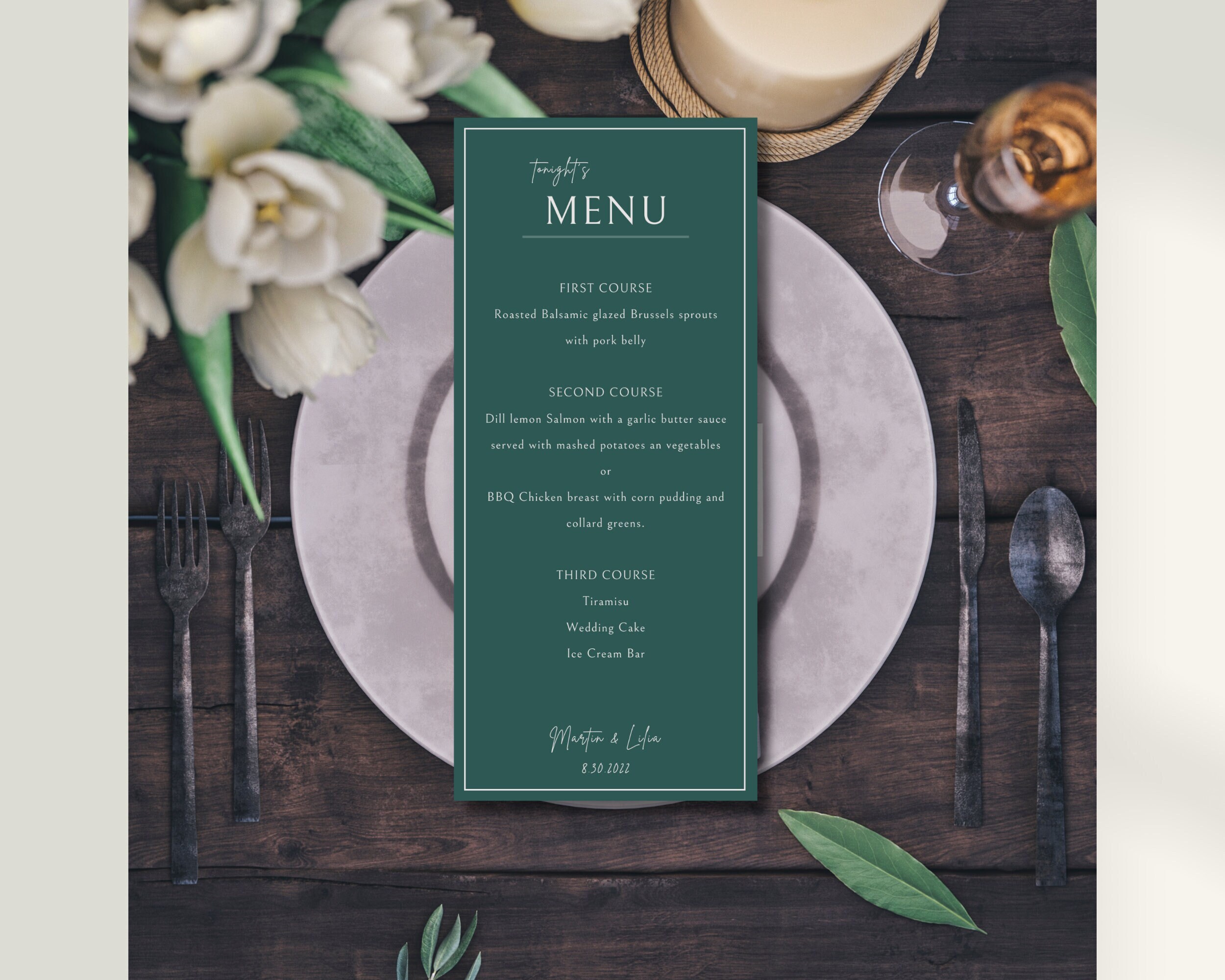 Event Menu Card Example Rustic Boho Wedding Menu Template, Greenery Design (digital Download ...