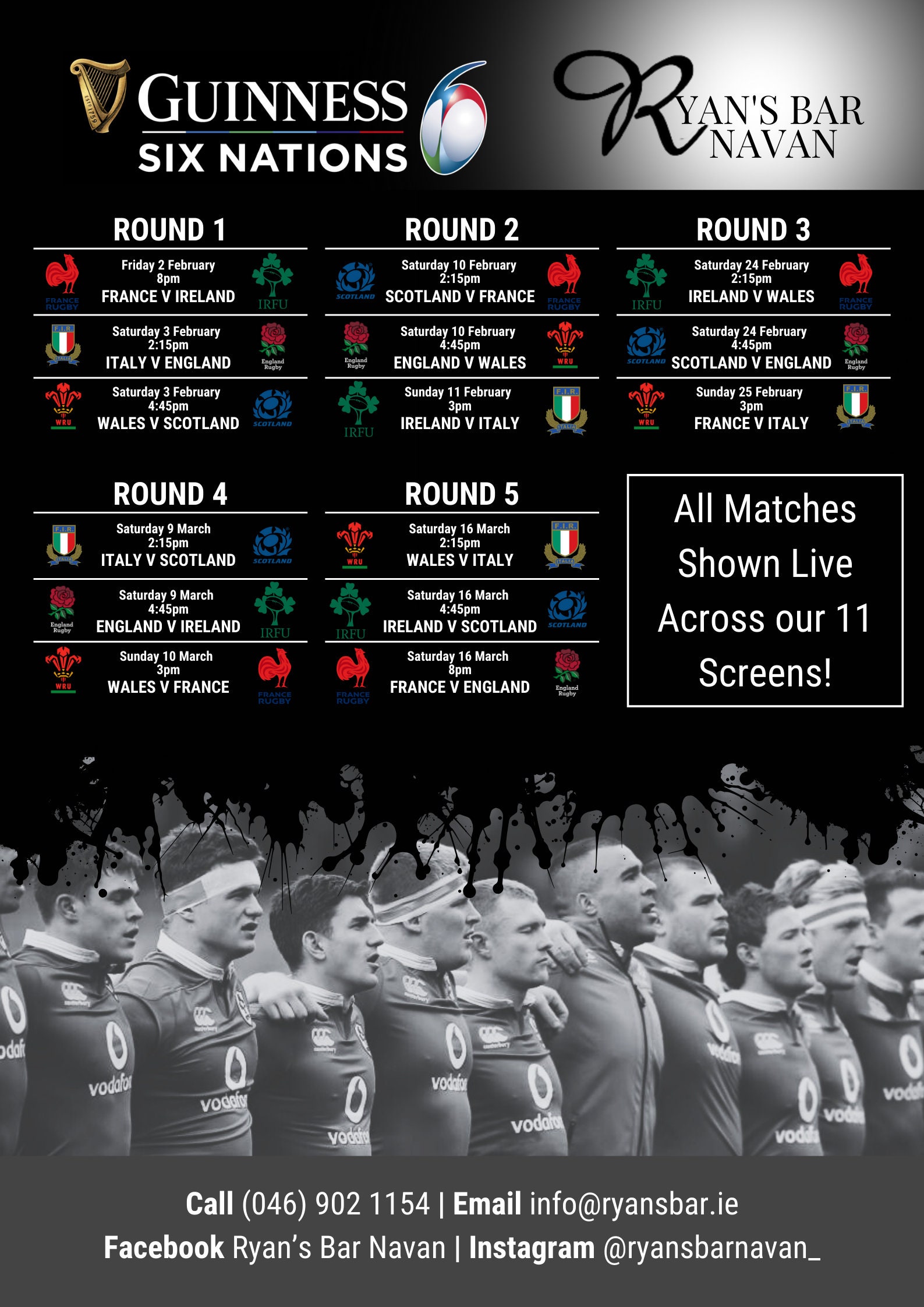 2024 SIX NATIONS FIXTURES Customisable for Your Business Etsy Ireland