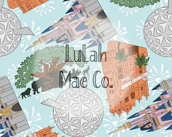 Magical Parks | Seamless Pattern for Sublimation Blue Background