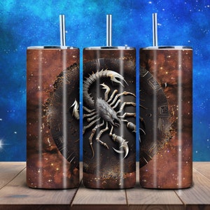 Scorpio Zodiac Sign 20 oz Skinny Tumbler Wrap Design - Digital Download Skinny Tumbler Straight and Tapered Sublimation PNG Template