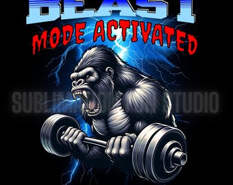 Gorilla Beast Mode Fitness PNG - Design de camiseta por sublimação (download digital)