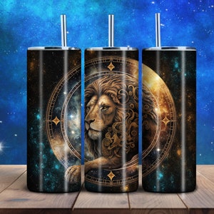Leo Zodiac Sign Tumbler Wrap: Straight & Tapered PNG (Digital Download)