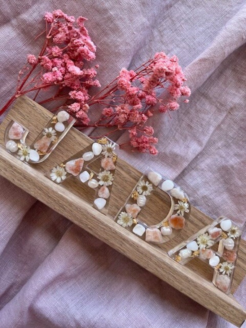 Personalised Names Resin Keepsakes Letters Nursery First Birthday Soft