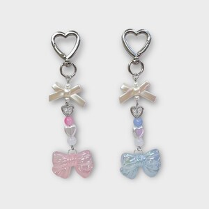 Chunky Bow Coquette Keychain Charm in Pink or Blue