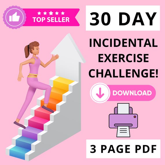 30 Day Incidental Exercise Challenge Easy Fun Exercises to Boost Health Daily Workouts to Do at Home Quick Easy Cardio and Strength Etsy