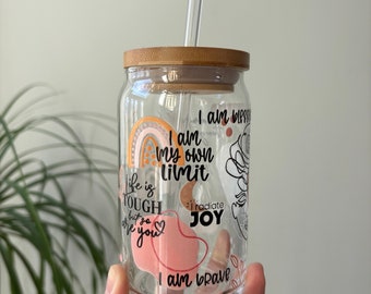 Inspirational Quotes 16 oz Glass Can