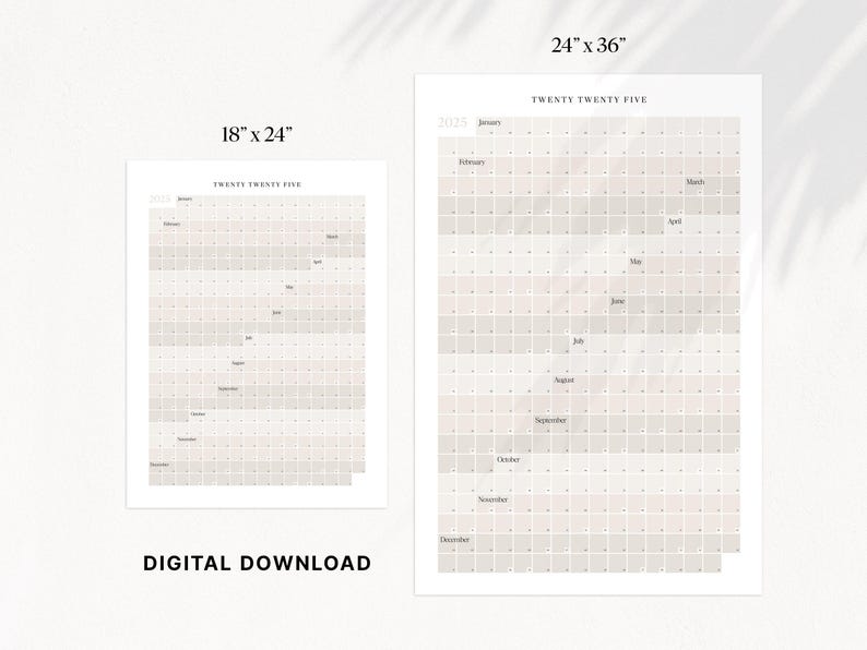 2025 Full Year Calendar Printable 365 Day Calendar Digital Download