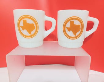 Vintage Anchor Hocking, FireKing Texas State, Coffee Cups