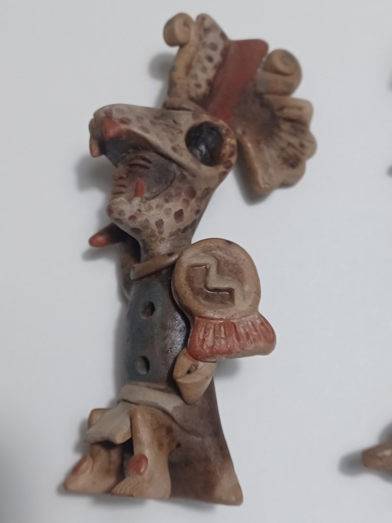 Mayan Clay Warrior Whistle Figurines Etsy