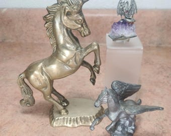 The Unicorn, Pegasus & The Dragon, Figurines, Brass , Pewter