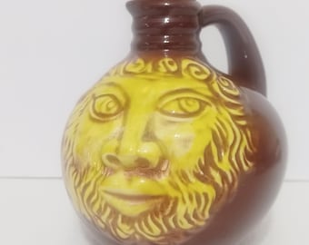 Vintage Mid-Century, Face Decanter bottle with, Music Box