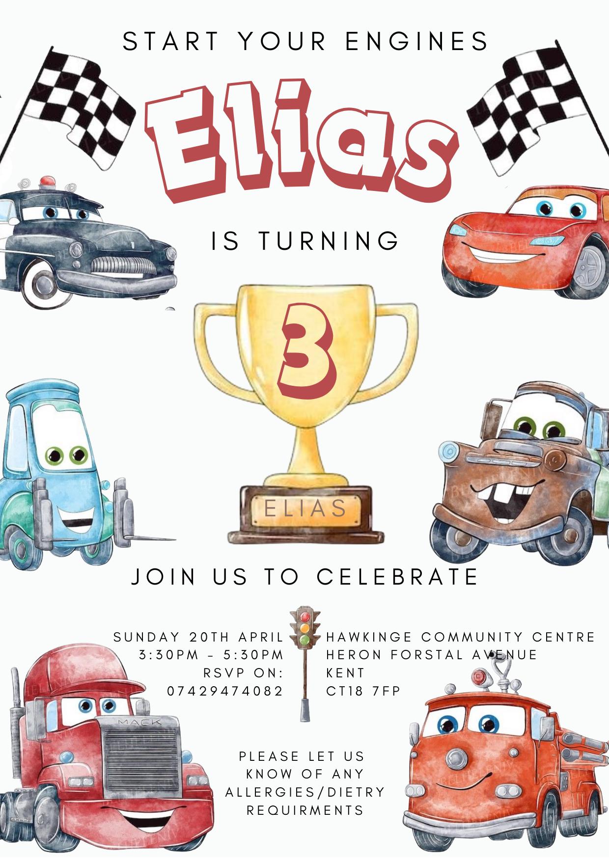 Cars Party Invitation Editable - Digital Download - Canva - Racing - Etsy