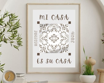 Impresión "Mi Casa es Su Casa", Arte mural de bienvenida, Decoración de pasillo en español, Decoración de entrada, Regalo de inauguración de la casa, Arte mural imprimible en español