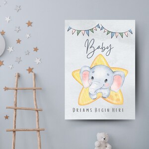 Adorable Elephants Nursery Decor Prints, Cute Kids Baby Room Decor, Instant Digital Wall Art Downloads for Nursery, Cute Baby Elephants deco