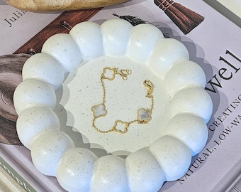 Exhibidor de joyas y bandeja para perfumes de terrazo fino, plato decorativo escultural, decoración del hogar, soporte para joyas, regalo perfecto para mujeres, mamás o amigas.