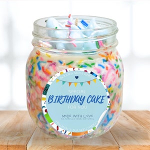 Birthday Cake Soy Candle with Sprinkles – Unique Gift for Her, Him or Coworker, Personalized Candle Gift, Birthday Candle Gift Idea