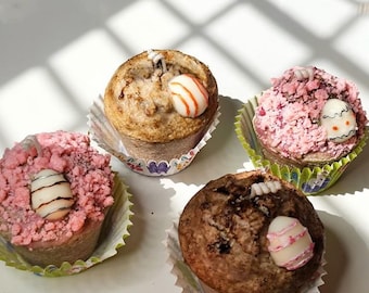 Vela de muffin en caja de regalo de panadería, vela de postre, regalo de primavera, recuerdo de baby shower, vela de cupcake, vela perfumada para muffin individual o juego de 2