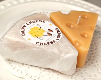 Vela con forma de cuña de queso – Decoración novedosa de cera de soja natural para amantes del queso