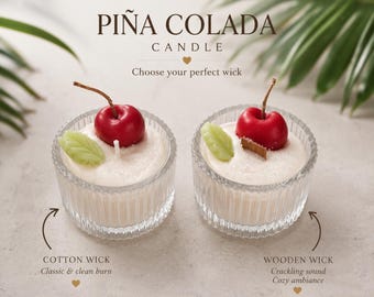 Vela de recuerdo con aroma a piña colada, vela de cera de soja realista de 28 g (1 oz)