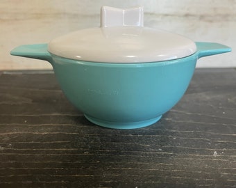 Vintage 1960’s turquoise Durawear sugar bowl with white lid | Midcentury | MCM | Retro | Melmac | BOHO