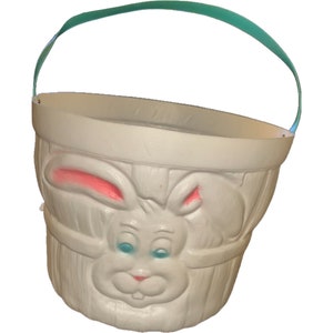 Vintage 1980’s EMPIRE Easter Bunny Rabbit Blow Mold Plastic Bucket/Basket | Retro Easter | Egg hunt bucket | Plastic Easter basket