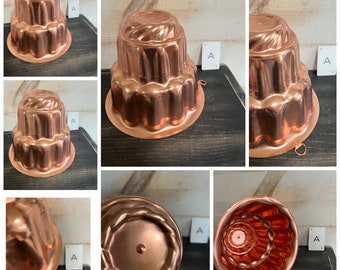 Vintage Copper Fluted Mold with Graduated Sizes Stacked. Great for Jelled Desserts. Ring to Hang (Please select letter you wish to purchase)