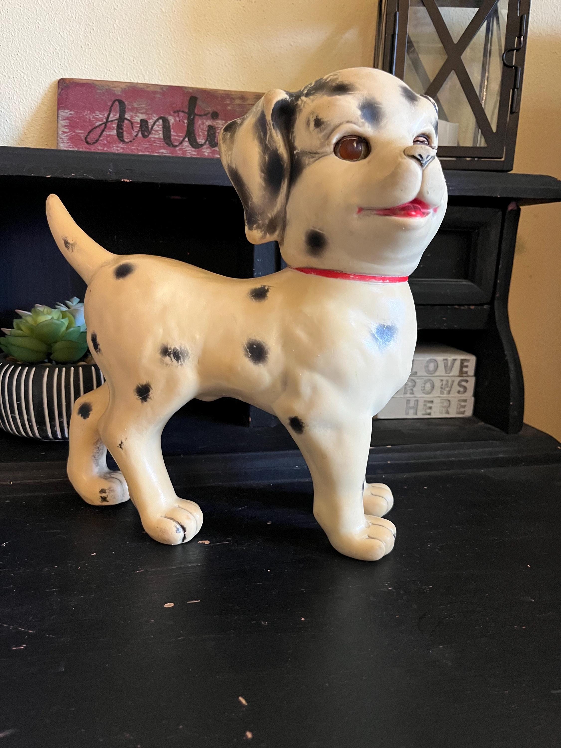 Vintage 1961 Toy Sun Rubber Co. Dalmatian Dog squeak toy with blinking eyes | Midcentury | Kids toy animal