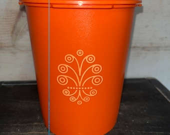 Vintage Orange Tupperware 811 Canister with Servalier lid | 1970s | Retro | Scroll design | Food Storage | Replacement