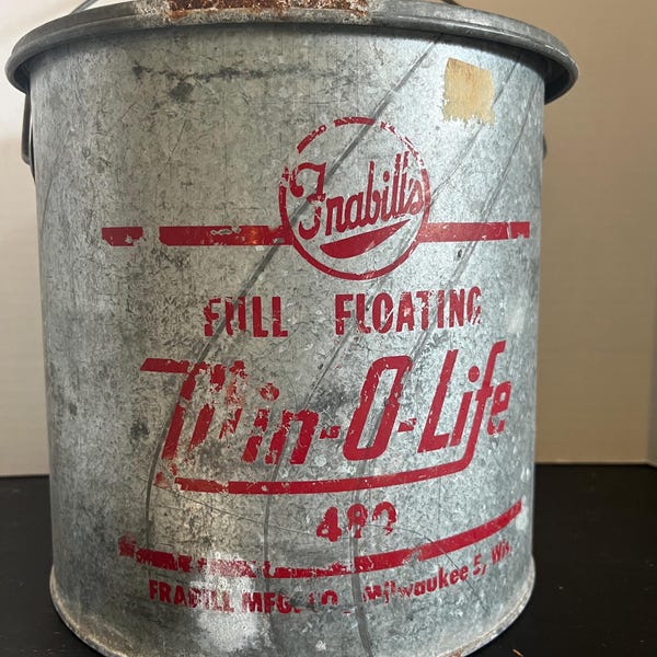 Secchio galleggiante Min-O-Life Frabills anni '60 vintage modello 480 / Secchio zincato / Pesca d'epoca / Outdoorsman