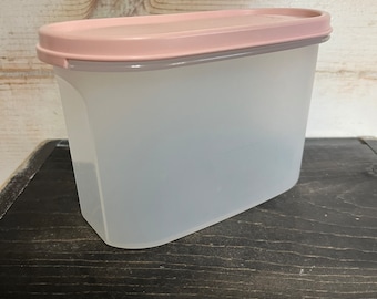 Vintage Tupperware 1612-14 Modular Mates 4 3/4 Cups Sheer Storage Container and 1616- 22 dusty rose Lid