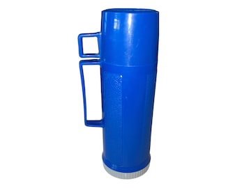 Blå termos från 1970-talet: Isolerad resemugg på 1 liter