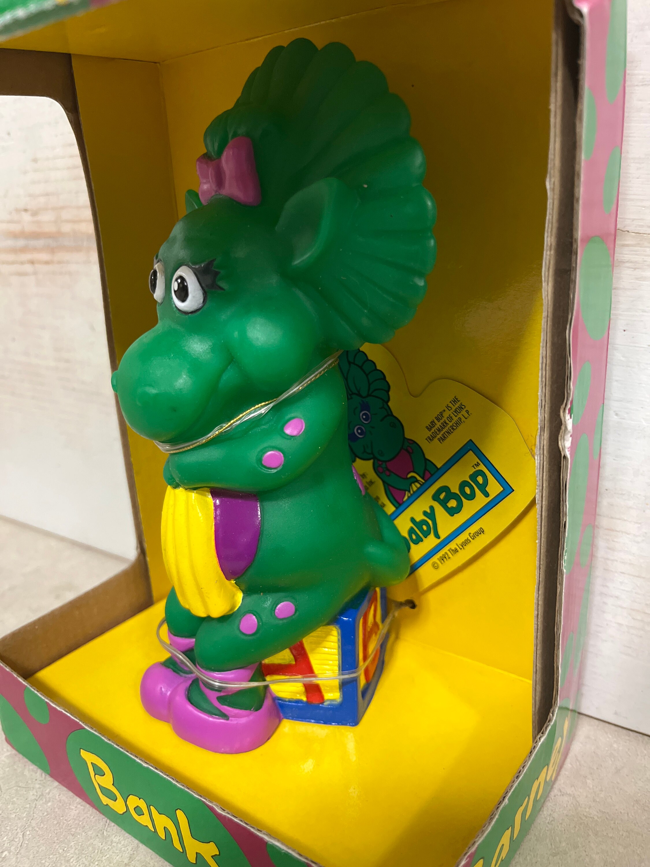 Nostalgic Retro Barney Toy - Baby Bop Savings Bank - PBS
