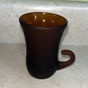 Italian Vintage color glass coffee cup, brown espresso cups, Retro glass cups, Unusual shaped cups | Each sold separately