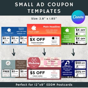 Canva Ad Template (klein), EDDM Direkt-Mail-Coupon-Vorlage, Ad-Designs für 12x9-Postkarte, Small Business Marketing Kit, Werbebeispiel