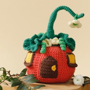 Halloween Crochet Pumpkin House PDF Pattern, Fairy Tale Pumpkin House Tutorial, Stuffed Pumpkin Crochet Halloween Decoration