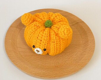 ハロウィンかぼちゃのクマのかぎ針編みパターン、ハロウィン用の