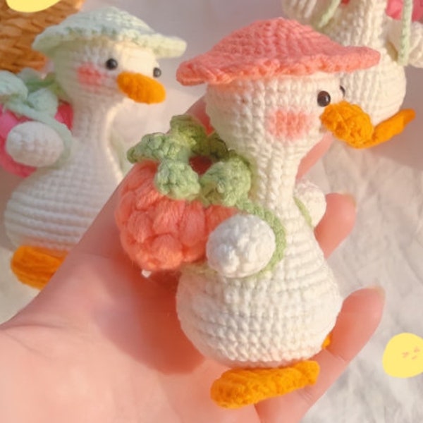 Duckling Goes To School Crochet PDF Pattern, Crochet Duck Amigurumi PDF Pattern, No-sew Crochet Pattern, Cute Duck Pattern, Hanging Crochet