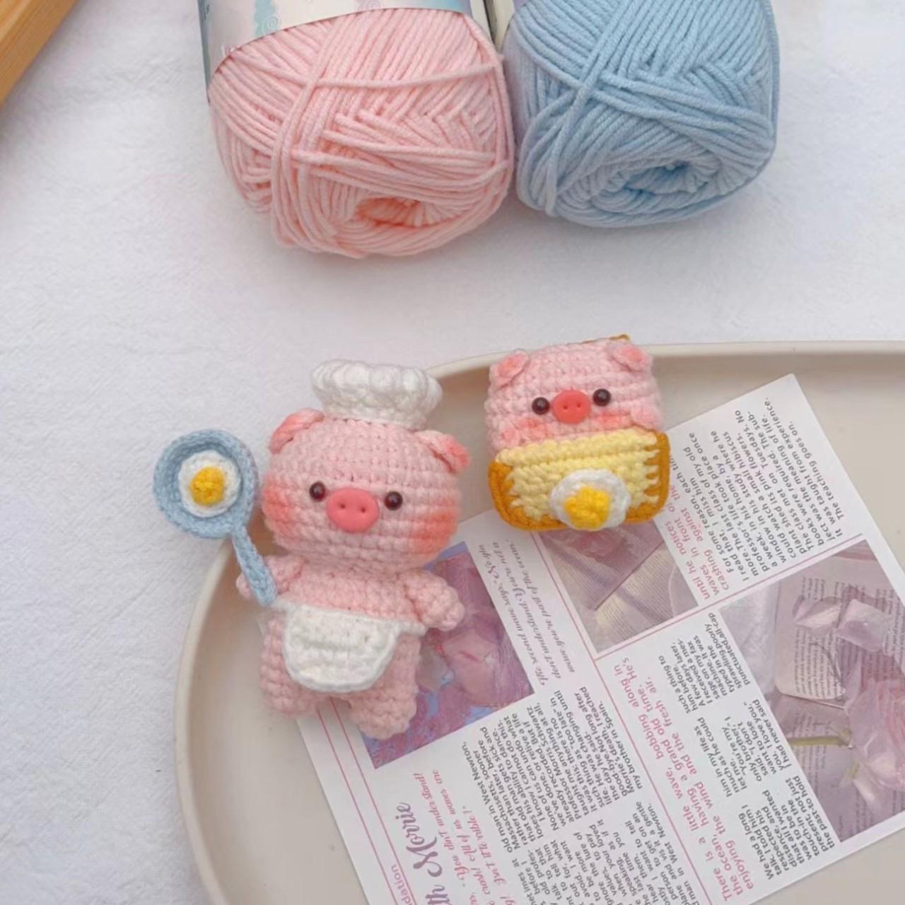 かぎ針編みのシェフ豚とミニ豚のかぎ針編み PDF パターン、かぎ針編み