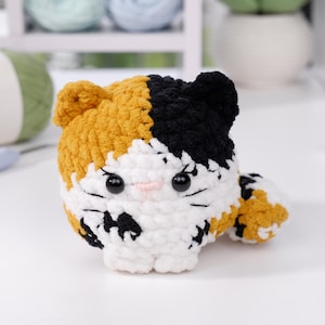 No sew Crochet Calico Cat PDF Pattern, Easy Crochet Loaf Cat Amigurumi Tutorial, Crochet Cute Plushie Cat Pattern, Cute Animal Crochet