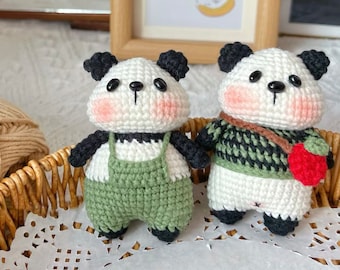 パンダのキーホルダー - かぎ針編みのパターン - パンダのあみぐるみ