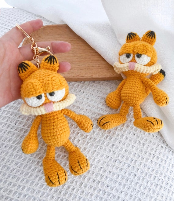 かぎ針編みの猫のPDFパターン、かぎ針編みのかわいいオレンジ色の猫の