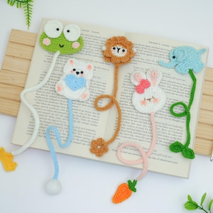 Animal Bookmark Crochet PDF Pattern, Bundle 5IN1 No sew Crochet Bookmark Beginner Friendly, Easy Crochet Cute Bookmark Amigurumi Tutorial