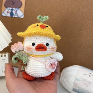 Joli caneton et tulipe au crochet Patron PDF, Joli motif au crochet, Comment crocheter un amigurumi canard, tutoriel en anglais, Animaux de la ferme mignons au crochet