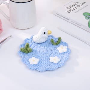 Ente Untersetzer Nr. nähen PDF Muster häkeln, süßes Entlein im See häkeln Amigurumi Tutorial, Dekoration auf dem Bauernhof gehäkelt