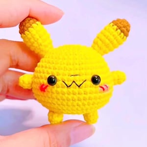 Mini Pika Pika Crochet Keychain Pattern, Cute Yellow Pika Amigurumi Tutorial, Crochet Cute Animal, Cute Cartoon Character Handmade Gifts