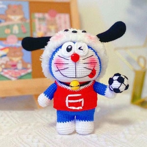 Crochet Robot Cat Play Football PDF Pattern, Crochet Cartoon Pattern, Robot Cat Amigurumi PDF Pattern, Crochet Cartoon Character Gift