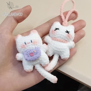 Crochet Kitty Keychain PDF Pattern, How to Crochet Mini Cat Amigurumi Tutorial, Crochet Cute Animal Hanger, Cute Cat Crochet Pattern