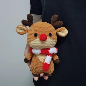 Crochet Christmas Stuffed Reindeer PDF Pattern, Reindeer Crochet Toy, Christmas Ornament, Christmas Plushie Pattern, Crochet Christmas Gifts