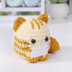 No sew Crochet Orange Cat PDF Pattern, Beginner Friendly Crochet Loaf Cat Amigurumi Tutorial, Step by Step Crochet Plushie Kitty Pattern