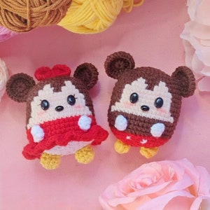 Valentine Cute Mouse Couple Cartoon Characters Crochet PDF Pattern, Crochet Mouse Amigurumi PDF Pattern, Crochet Keychain Valentine Gift
